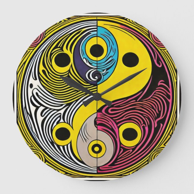 Ying Yang art Große Wanduhr (Vorderseite)
