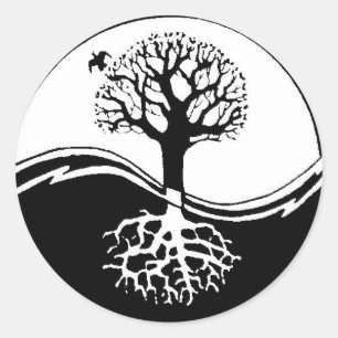 Ying-Yang-Bäume Runder Aufkleber