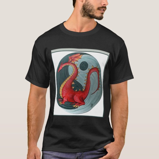 Ying-Yang Drache auf dem T - Shirt der Männer (Vorderseite)