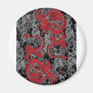 Ying Yang Dragon oin Red - Chinesisches Neujahr Magnet