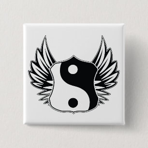 Ying Yang Flügel Button