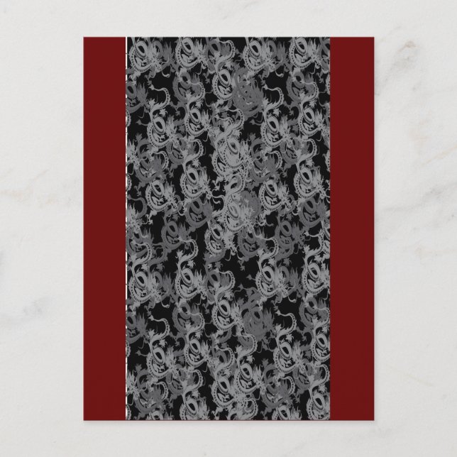 Ying Yang Gray Dragons Postkarte (Vorderseite)