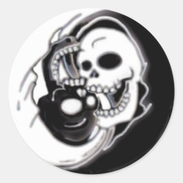 Ying Yang Grim Sensenmann Runder Aufkleber