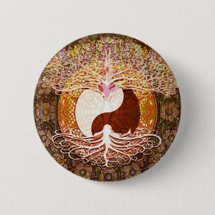 Ying Yang Herz-Baum des Lebens Button