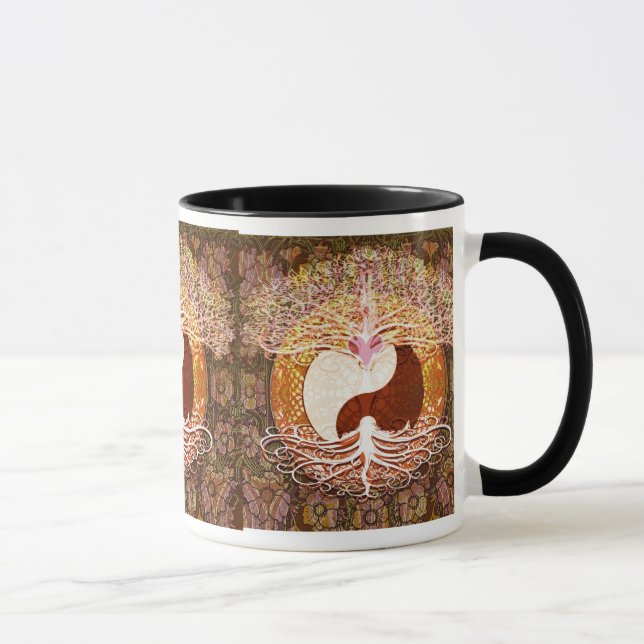 Ying Yang Herz-Baum des Lebens Tasse (Rechts)