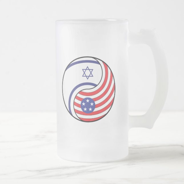Ying Yang Israel Amerika Mattglas Bierglas (Rechts)