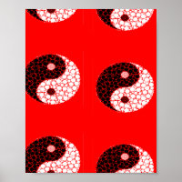 Ying-Yang-Kreise auf rot