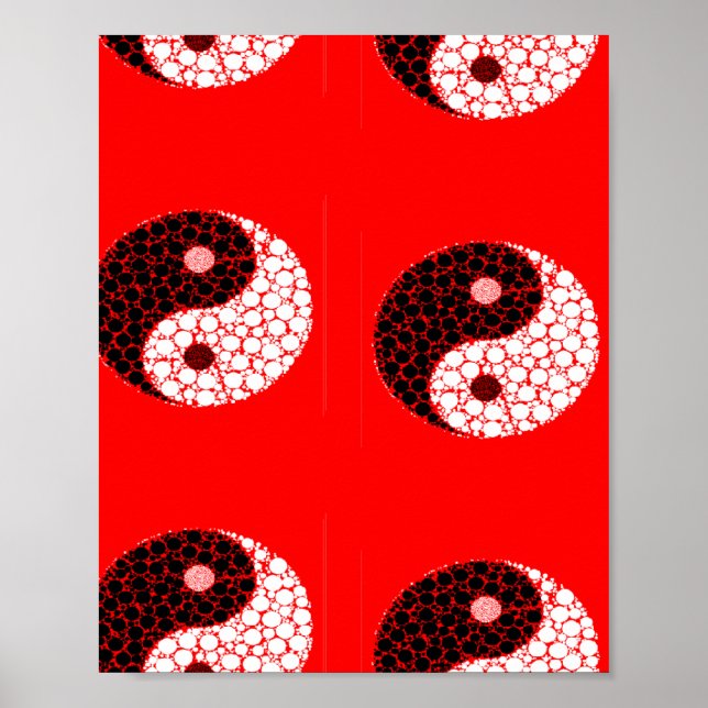 Ying-Yang-Kreise auf rot Poster (Vorne)