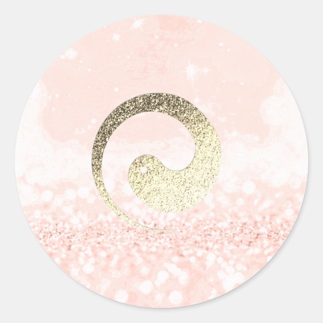 Ying Yang Symbol Balance Blus Gold Pace Spirituell Runder Aufkleber (Vorderseite)