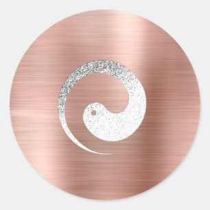 Ying Yang Symbol Balance Blush Grau Pace Spirituel Runder Aufkleber