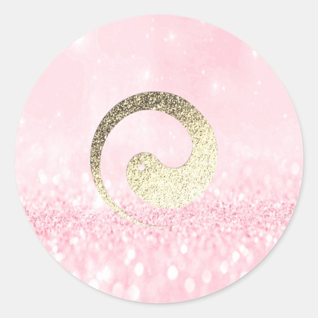 Ying Yang Symbol Balance Pink Gold Pace Spirituell Runder Aufkleber (Vorderseite)