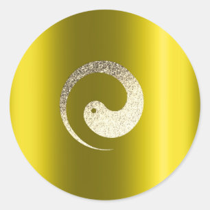 Ying Yang Symbol-Balance YellowGold Runder Aufkleber