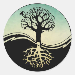 Ying Yang Tree of Life Runder Aufkleber