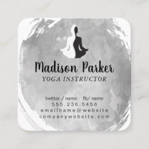 Ying Yang Yoga Pose Logo Wasserfarbe gepinselt Quadratische Visitenkarte