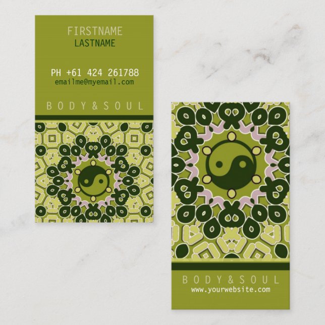 YINYANG Green Business Card Visitenkarte (Vorne/Hinten)