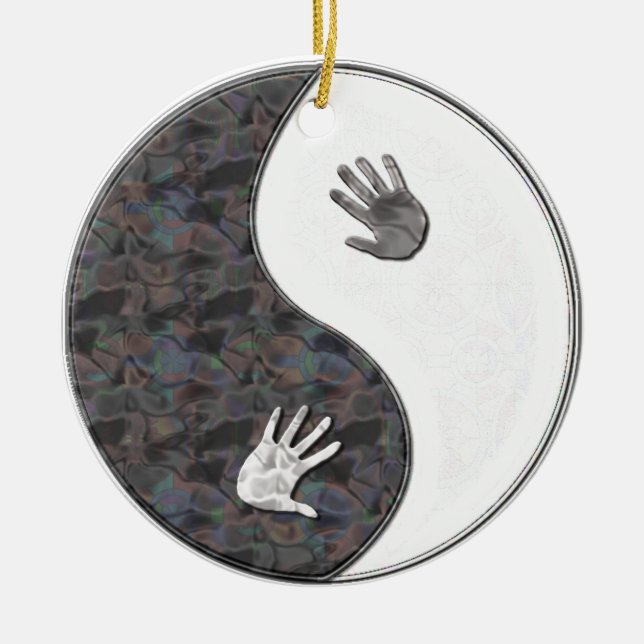 yinyang Hände Keramik Ornament (Vorne)