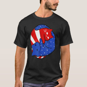 Yinyang Katze Americat Meowica 4. Juli Patriotisch T-Shirt