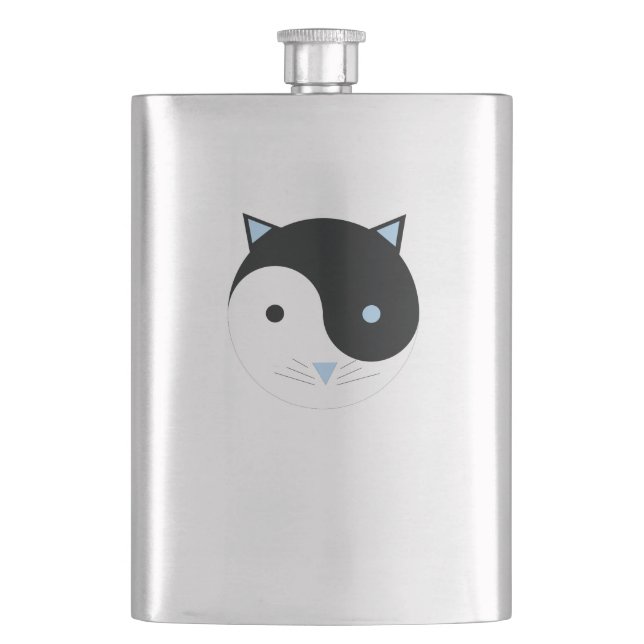 YinYang Kitty in blue Niedlich Meditation Yoga Des Flachmann (Vorderseite)