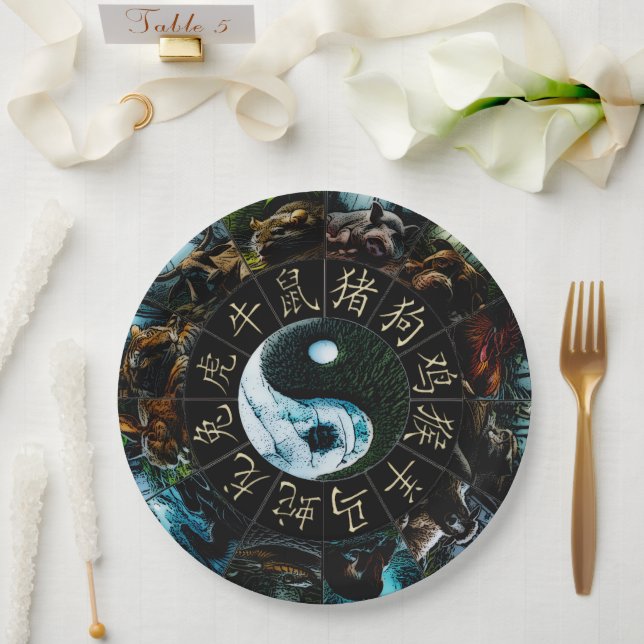 YinYang Paper Plate Pappteller (Hochzeit)
