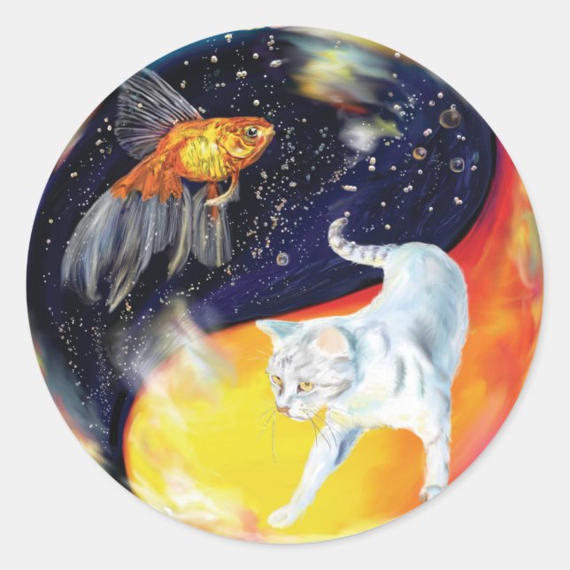 Yinyang Round Sticker (Vorderseite)