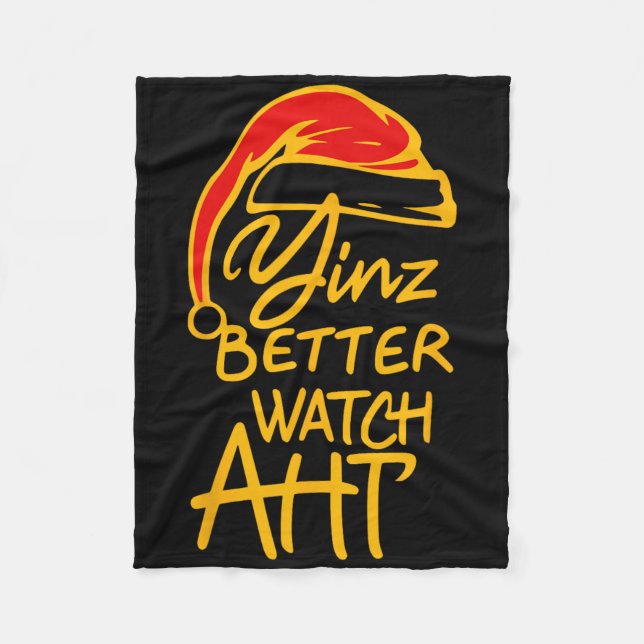 Yinzer Christmas Pittsburgh Santa Yinz Better Watc Fleecedecke (Vorderseite)