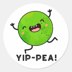 Yip-pea Happy Pea Pun Runder Aufkleber