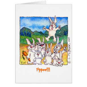 Yippee! Niedliche Cartoon-Kaninchen, die