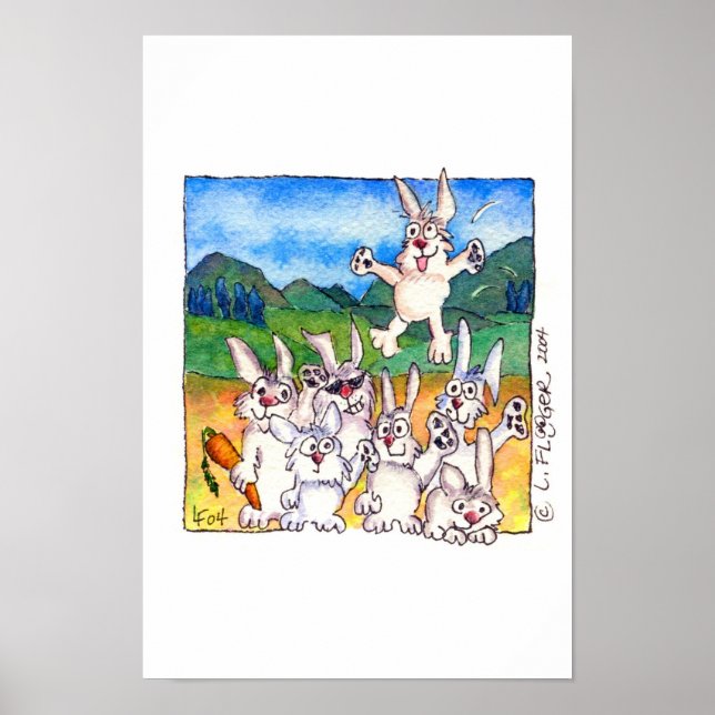 Yippee! -Niedliche Cartoon Kaninchen ! Poster Prin (Vorne)