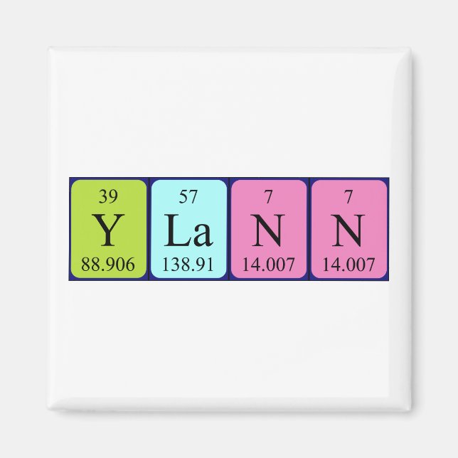 Ylann-Magnet für den periodischen Tabellennamen Magnet (Vorne)