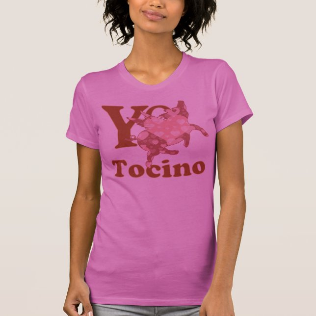 Yo Amo Tocino Spanisch I LIEBE BACON Flugschwein T-Shirt (Vorderseite)