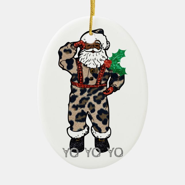 Yo Black Santa Keramik Ornament (Vorne)