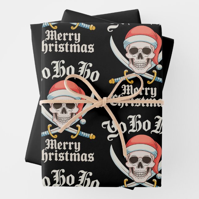 Yo Ho Ho Frohe Weihnachts Pirate Xmas Skull Holida Geschenkpapier Set (Beispiel)