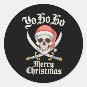 Yo Ho Ho Frohe Weihnachts Pirate Xmas Skull Holida Runder Aufkleber