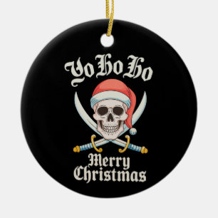 Yo Ho Ho Fröhliche Weihnachten Pirat Xmas Schädel  Keramik Ornament