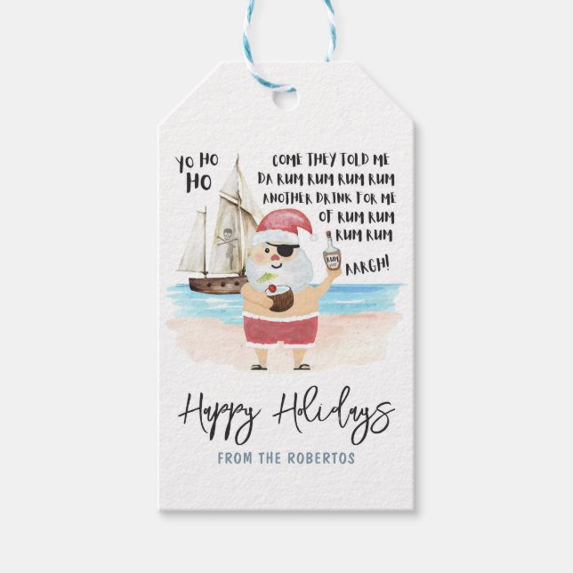 Yo Ho Ho Pirate Santa Rum Weihnachten Geschenkanhänger (Vorderseite)