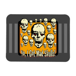 Yo I Got Mad Skulls Frame Gfx Grau Streifen Magnet