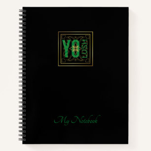 YO LUSH Logo-Fan schwarz Notizbuch