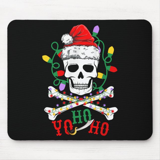 Yo S Ho Rate Boat Cruise Xmas Skull Crossbones Chr Mousepad (Vorne)