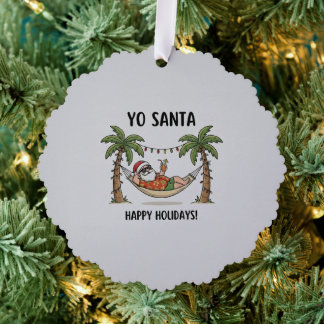 Yo Santa Funny Summer Christmas Tropical Holiday Ornament Karte