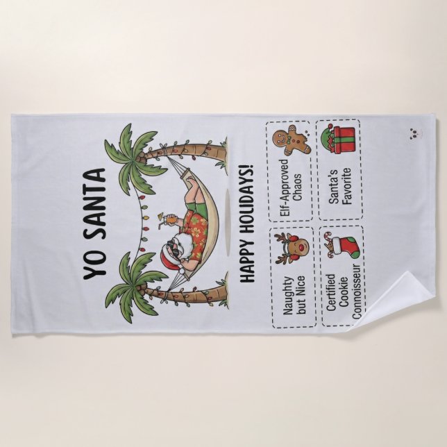 Yo Santa Funny Summer Christmas Tropical Holiday Strandtuch (Vorderseite)