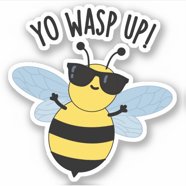 Yo Wasp Up Funny Bug Puff Aufkleber (Vorderseite)