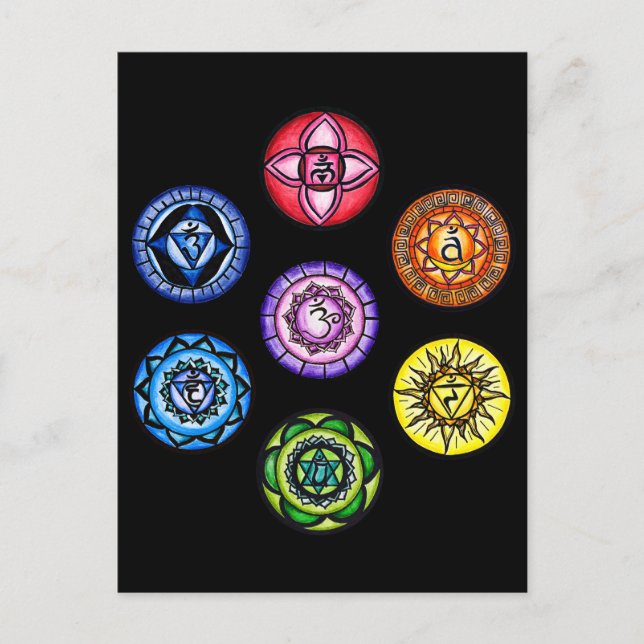 Yoga - 7 Chakras Energy Postkarte (Vorderseite)