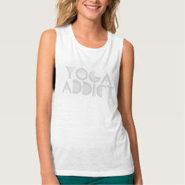Yoga Addict Graphic Text White Muscle Tank Oben