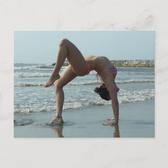 Yoga am Strand Foto Postkarte (Vorderseite)