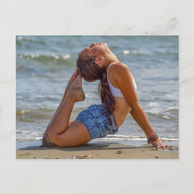 Yoga am Strand Foto Postkarte (Vorderseite)