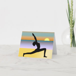 Yoga an der Strand-Frau, die Anmerkungs-Karte Karte
