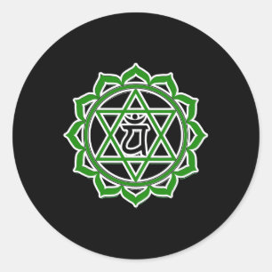 Yoga Anahata Herz Grünes Chakra Runder Aufkleber