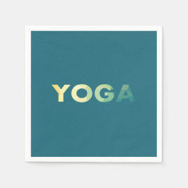 Yoga-Aquamarin-Gelbtext Serviette