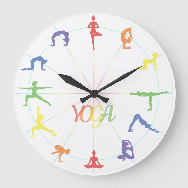 Yoga Asana Große Wanduhr (Vorderseite)