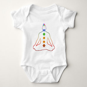 Yoga Asana Siddhasana Pose mit 7 Chakras Baby Strampler